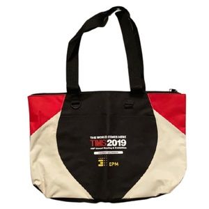 World Comes Here TMS 2019 conference Shoulder reusable shopping Bag tote ZIPPER